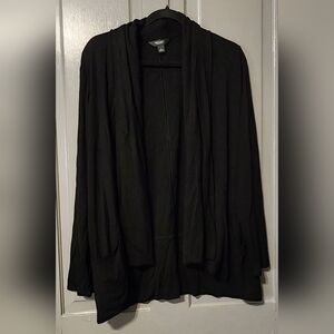 Simply Vera Vera Wang Black Open Front Cardigan With Pockets, EUC, Size Large